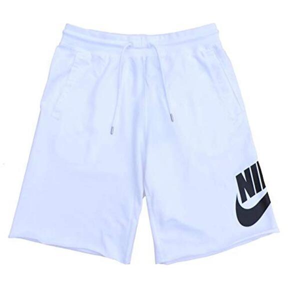 Nike Mens Aw77 French Terry Fleece Alumni Shorts White/Black Large AT5267-100